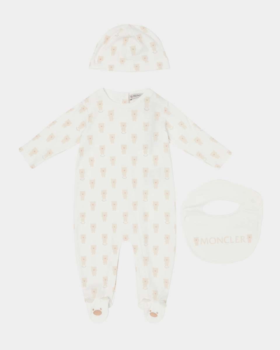 Girl's Footie, Hat, and Bib Gift Set, Size 0M-6